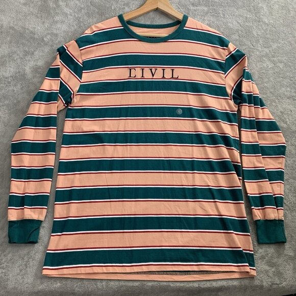 Civil Regime Other - Civil Regime Shirt Mens Large Long Sleeve Crew Neck Pullover Striped Cotton Tee